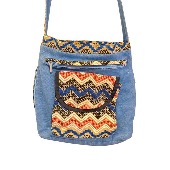 Canyon Sky Patchwork Boho Bag – 12” x 12” Shoulder Purse - Picture 1 of 9